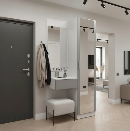 Набор мебели для прихожей "Марсель-104" МР 01-104 В2160 Ш1000 Г420 (ЛДСП Шиншилла серая)